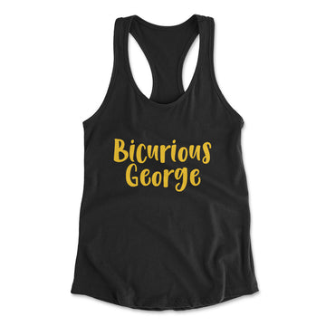 Bicurious George Womens Racerback Tank in Black color